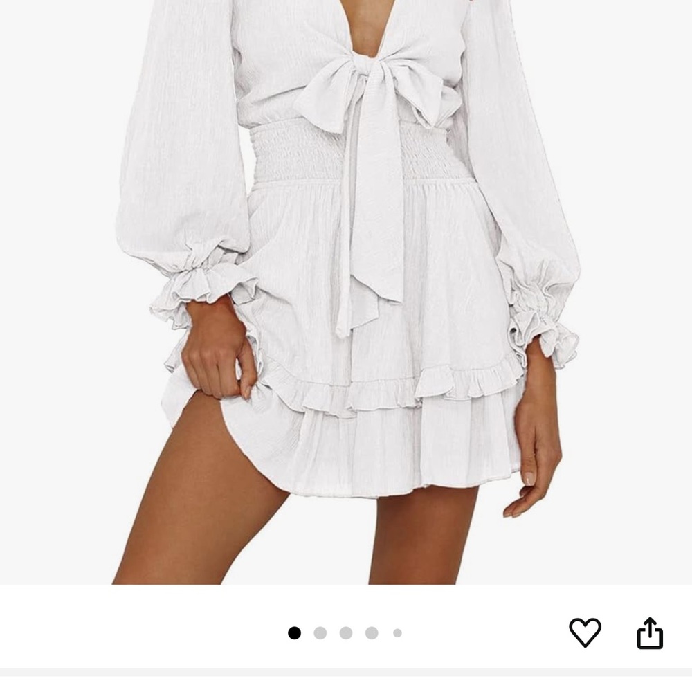 White Ruffled Tiered Long Sleeve Dress